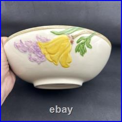 Vintage Poppy Franciscan Round Vegetable 8.25 Serving Bowl Yellow Flowers 1950's