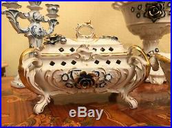 Vintage Porcelain Echt Cobalt Von Schierholz Vase Bowl Jewelry Box Candle Holder