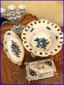 Vintage Porcelain Echt Cobalt Von Schierholz Vase Bowl Jewelry Box Candle Holder