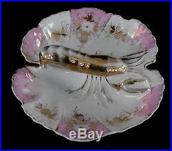 Vintage Porcelain Lobster Bowl Joseph Schachtel Germany Purple White Gold