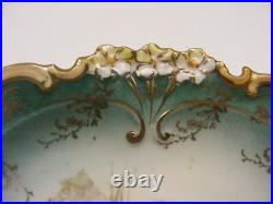 Vintage Porcelain Pottery 8 1/2 Set of 2 Green Bowls Pink Roses R S Prussia 3b