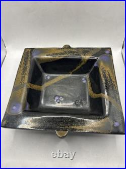 Vintage Postmodern Art Ware Patrick Horsley 80s Studio Pottery Square Bowl