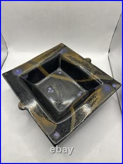 Vintage Postmodern Art Ware Patrick Horsley 80s Studio Pottery Square Bowl