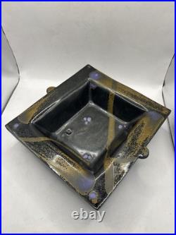 Vintage Postmodern Art Ware Patrick Horsley 80s Studio Pottery Square Bowl
