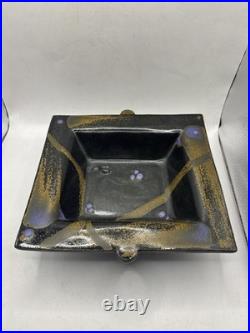 Vintage Postmodern Art Ware Patrick Horsley 80s Studio Pottery Square Bowl