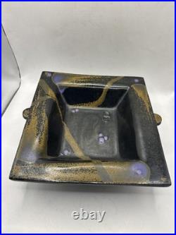 Vintage Postmodern Art Ware Patrick Horsley 80s Studio Pottery Square Bowl