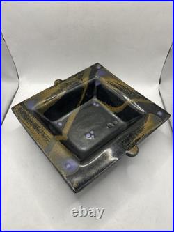 Vintage Postmodern Art Ware Patrick Horsley 80s Studio Pottery Square Bowl