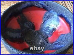 Vintage Pottery Bowl Fat Lava Germany MAREI Keramik Red Black Mid Century Mod