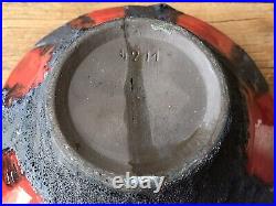 Vintage Pottery Bowl Fat Lava Germany MAREI Keramik Red Black Mid Century Mod