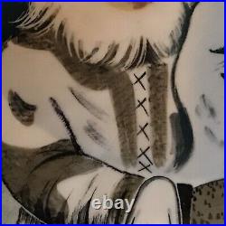 Vintage Pottery Bowl Large Hand Painted Eskimo Ceramic Signed Matthew Adams Rare