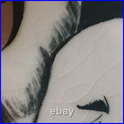 Vintage Pottery Bowl Large Hand Painted Eskimo Ceramic Signed Matthew Adams Rare