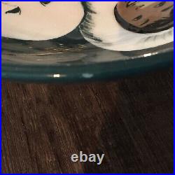 Vintage Pottery Bowl Large Hand Painted Eskimo Ceramic Signed Matthew Adams Rare