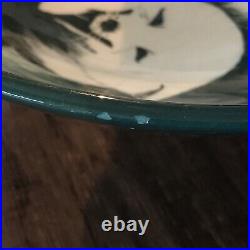 Vintage Pottery Bowl Large Hand Painted Eskimo Ceramic Signed Matthew Adams Rare