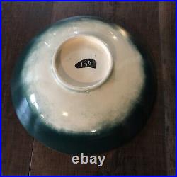 Vintage Pottery Bowl Large Hand Painted Eskimo Ceramic Signed Matthew Adams Rare