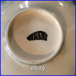Vintage Pottery Bowl Large Hand Painted Eskimo Ceramic Signed Matthew Adams Rare