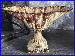 Vintage Pottery Bowl Large Signed Pedestal Footed Centerpiece Wildwood Ceramics