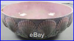 Vintage Pottery Bowl Marked Etruscan Majolica Embossed Shells & Seaweed Pattern
