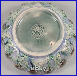 Vintage Pottery Bowl Marked Etruscan Majolica Embossed Shells & Seaweed Pattern