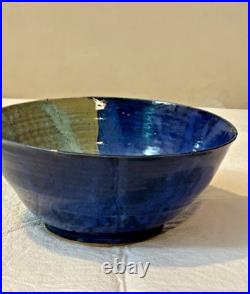 Vintage Pottery Glazed Multicolor Signed Edwards 10.5 Bowl