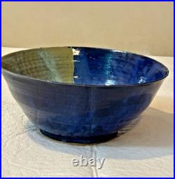 Vintage Pottery Glazed Multicolor Signed Edwards 10.5 Bowl