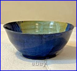 Vintage Pottery Glazed Multicolor Signed Edwards 10.5 Bowl