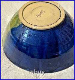 Vintage Pottery Glazed Multicolor Signed Edwards 10.5 Bowl