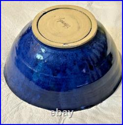 Vintage Pottery Glazed Multicolor Signed Edwards 10.5 Bowl