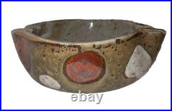 Vintage Pottery Japanese Ashtray Bowl With Art Glaze Japan Polkadot? Fun