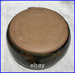 Vintage Pottery, Lg. Bowl Pot Lid. Multicolor Glazed. Signed