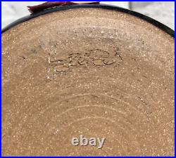 Vintage Pottery, Lg. Bowl Pot Lid. Multicolor Glazed. Signed