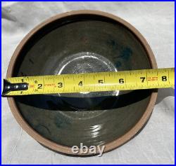 Vintage Pottery, Lg. Bowl Pot Lid. Multicolor Glazed. Signed