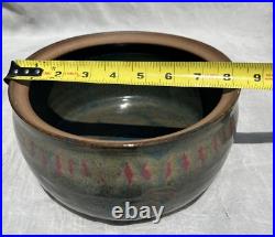 Vintage Pottery, Lg. Bowl Pot Lid. Multicolor Glazed. Signed