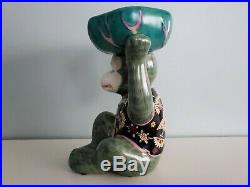 Vintage Pottery Monkey Statue holding a bowl on its head, Monkey Figure