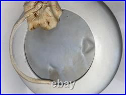 Vintage Pottery Signed Semi-Matte Glaze Bowl with Applied Leaf and Incised Mark