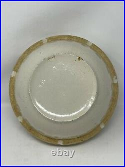 Vintage Pottery Stoneware Yelloware White Crock 10.5 Mixing Bowl Picket Fence