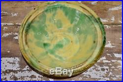 Vintage Provencal preserving bowl with yellow and green glaze