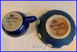 Vintage Quimper 7 pc Handpainted Lot Bowls Shoe Cup Saucers Odetta Pitcher