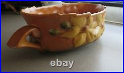 Vintage ROSEVILLE POTTERY CLEMATIS CONSOLE BOWL & Matching FLOWER FROG