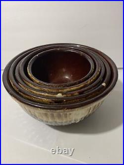 Vintage RRP Robinson Ransbottom Pottery 5 pc nesting bowl set, #9,8,7,6,5