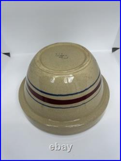 Vintage RRP Roseville Pottery Co Mixing Bowl Set of 3 Blue & Red Stripes Ohio