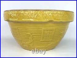 Vintage Ransbottom Pottery Stoneware Yellow 10 Mixing Bowl 166-10 Girl Watering