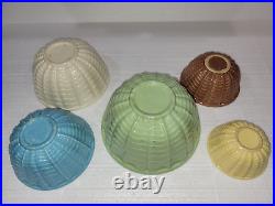 Vintage Ransbottom Robinson Pottery RRP Wave Mixing Bowls Nesting Set of 5 Rare