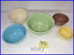 Vintage Ransbottom Robinson Pottery RRP Wave Mixing Bowls Nesting Set of 5 Rare