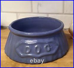 Vintage Rare Brush McCoy Pottery Dog Bowl Blue