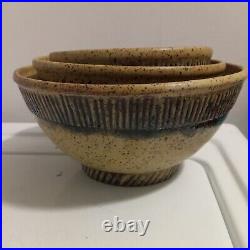 Vintage Rare Mcm Signed Pottery Bowls Set