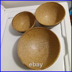 Vintage Rare Mcm Signed Pottery Bowls Set