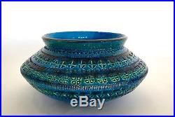 Vintage Rare Shape Bitossi Rimini Blue Bowl Aldo Londi Raymor Italian Pottery