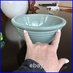 Vintage Rare York Pfaltzgraff Stoneware Pottery Blue Ribbed Mixing Dough Bowl