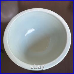 Vintage Rare York Pfaltzgraff Stoneware Pottery Blue Ribbed Mixing Dough Bowl