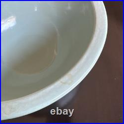 Vintage Rare York Pfaltzgraff Stoneware Pottery Blue Ribbed Mixing Dough Bowl